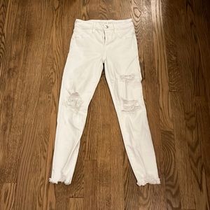 Ripped jeans/jeggings, American eagle, size 0, white